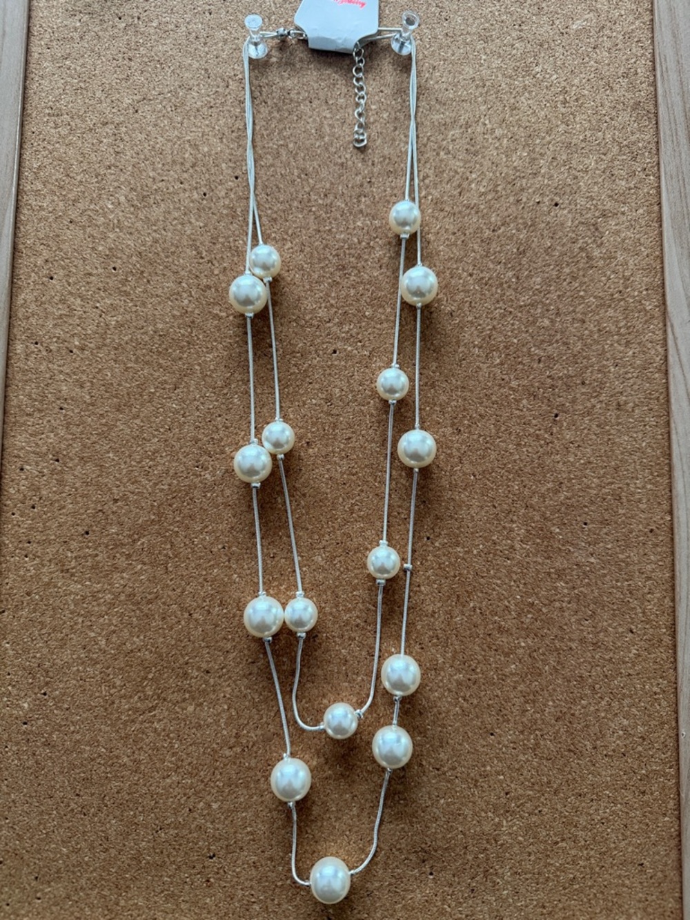 Fashion Jewelry Faux Pearl Layered Statement Necklace - White